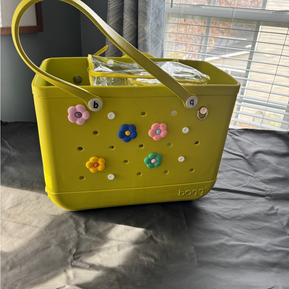 BOGG BAG Yellow Travel Bag with Floral Accents